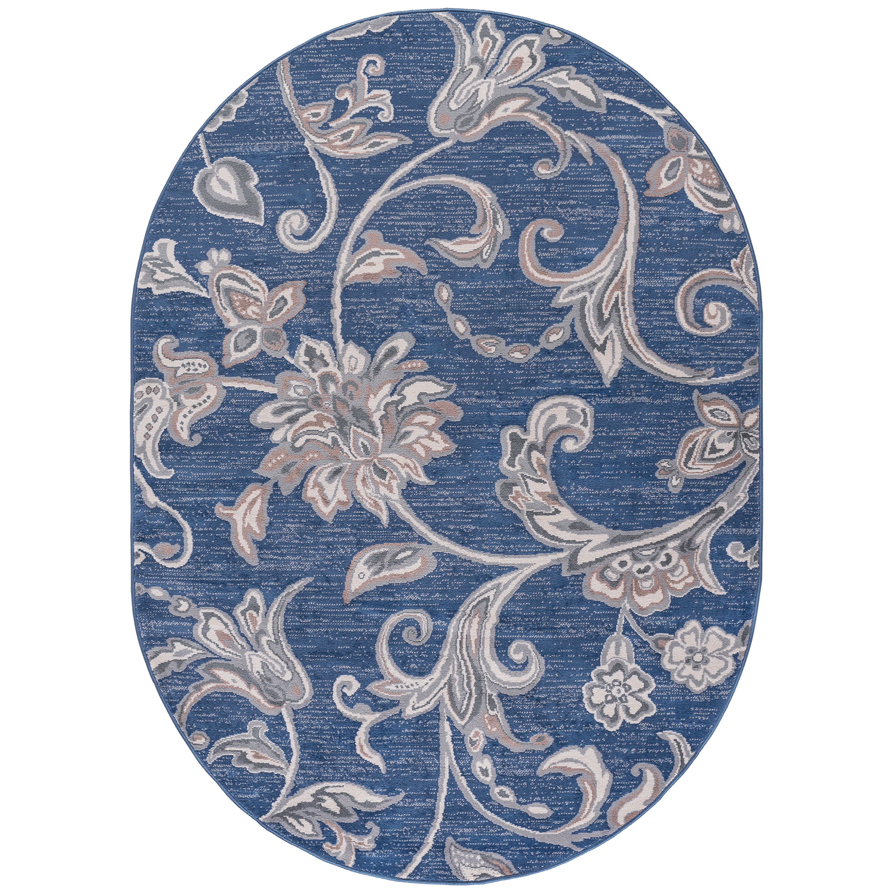 Madison Transitional 5' x 7' Oval Navy and Cream Polypropylene Indoor Area Rug