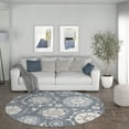 thumbnail image 1 of Madison Transitional 8' Round Gray and Cream Polypropylene Indoor Area Rug, 1 of 8