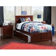 Madison Twin Extra Long Bed with Footboard and Twin Extra Long Trundle in Walnut