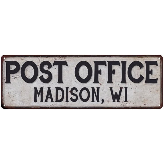 Madison, Wi Post Office Metal Sign Vintage 8x24 108240011075