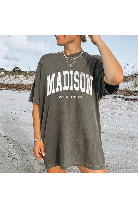 Madison Wisconsin T-Shirt: Vintage Style Distressed College Tee All Size S-5Xl