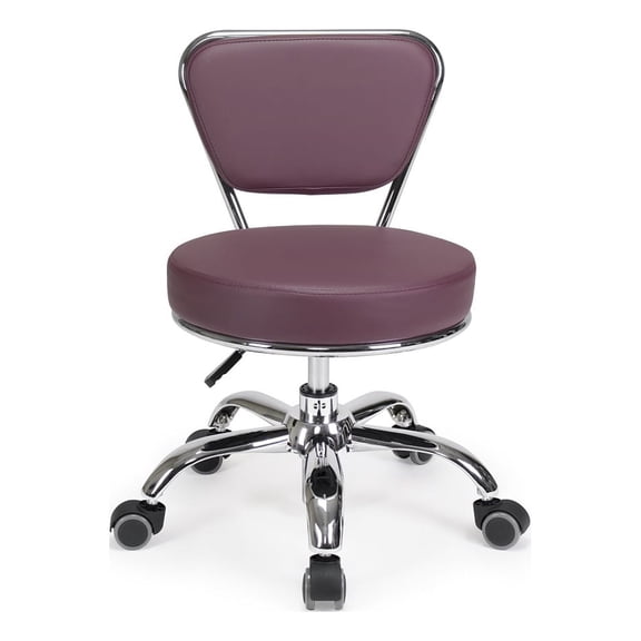 Madison and Park DAYTON Short Stool Rolling Stool with Adjustable Height 13-15" - N/A Burgundy