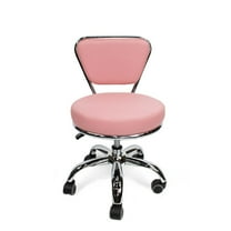 Madison and Park Dayton Short Stool Adjustable 13" to 15" Low Rolling Chair with Backrest, Pink - N/A