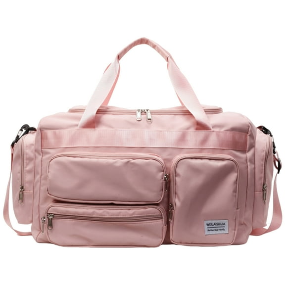 Madiva Travel Duffle Bags Weekenders for Women Men, Gym Duffle Bags with Shoe Compartment, Carry On Overnight Bags for Sports, Pink.