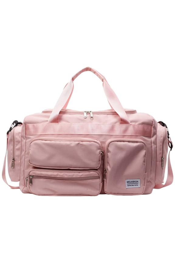 Travel Duffle Bags Weekenders for Women Men, Gym Duffle Bags with Shoe Compartment, Carry On Overnight Bags for Sports, Pink.