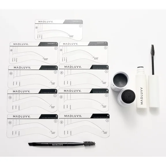 Madluvv Brow Stamp Kit with Laminate Me Brow Gel & Storage Bag Eyebrow Styling Set