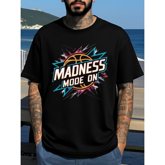 Madness Mode On men Exercise 180G 100% Cotton black Dumbbell basketball Funny Unisex Shirt Crewneck tshirts Retro Unisex Shirt Graphic Tee tshirts