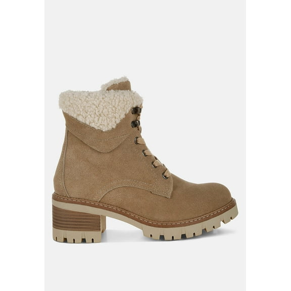 Madoka Fur Collar Chunky Ankle Boots