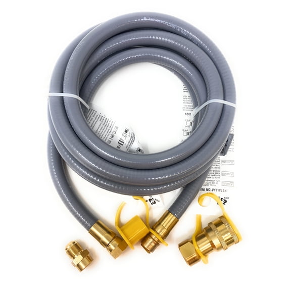 12 Feet 1/2" QDD+NG 144" Hose for Use with Natural Gas or Propane- Adaptor Kit 1/2" Quick Disconnect Low Pressure Hose Assembly for Outdoor Grill Griddle Smoker Fire Pit Pizza Oven Generator Heater