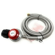 Madol 20 PSI Adjustable Propane Regulator with Stainless Steel Braided Hose for Turkey Fryer, Burner, Cooker, Firepit Hose length 8 FT