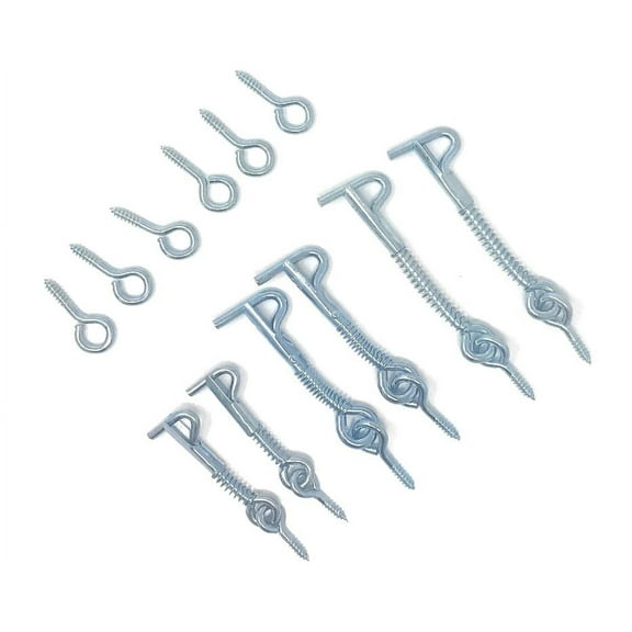 Madol Safety Hook and Eye Latch, Zinc Wire Gate Hook, 6 Pack [910-248] 2- 2", 2- 2 1/2", 2- 3" - Aldaba Con Gancho Con Cerrojo Para Puerta Ventana