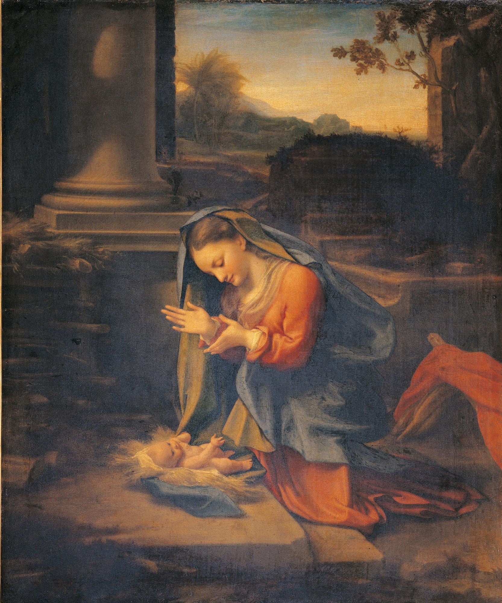 Madonna Adoring The Child Canvas Art - (24 x 36)