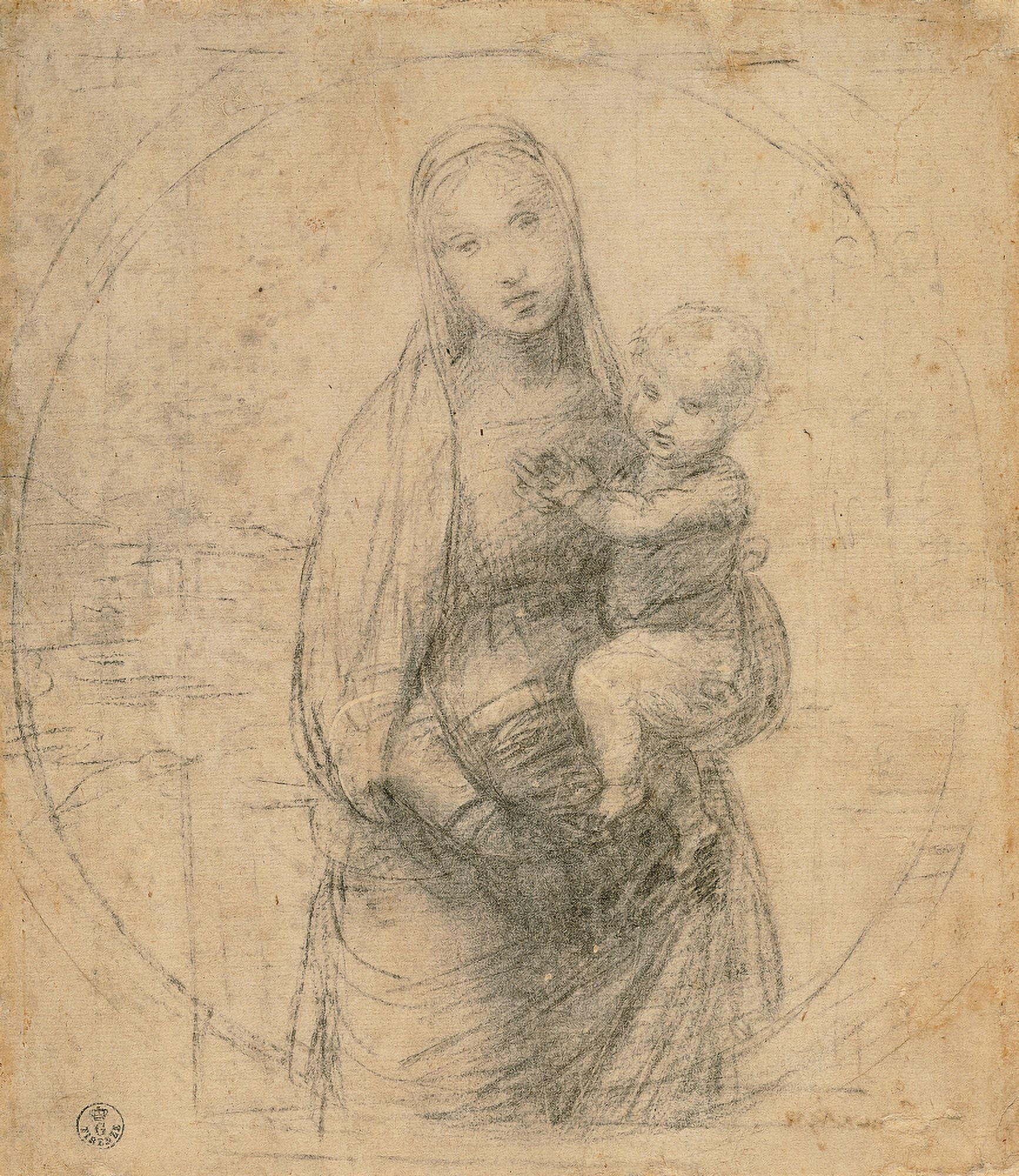 Madonna And Child At Two Thirds Figure Canvas Art - (18 x 24)