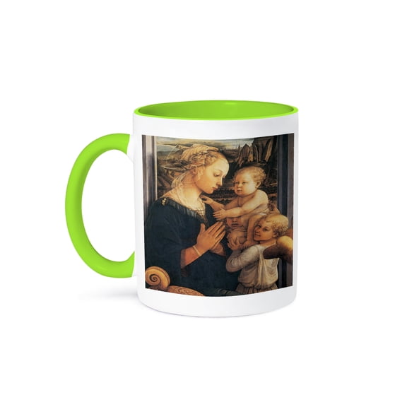 3dRose, Madonna and Child by Fra Filippo Lippi, 11oz Two-Tone Green Mug