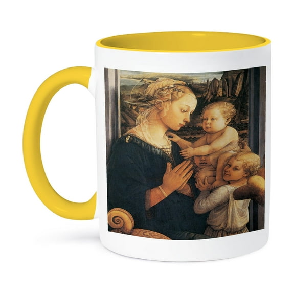 3dRose, Madonna and Child by Fra Filippo Lippi, 15oz Two-Tone Yellow Mug