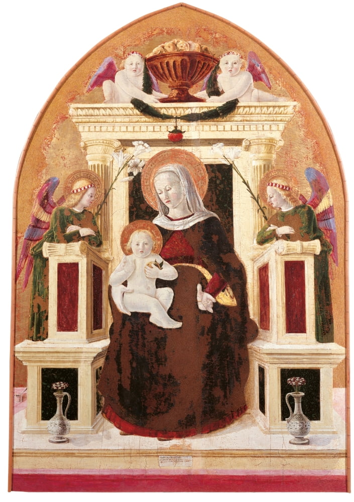 Madonna And Child Enthroned Canvas Art - (18 x 24)