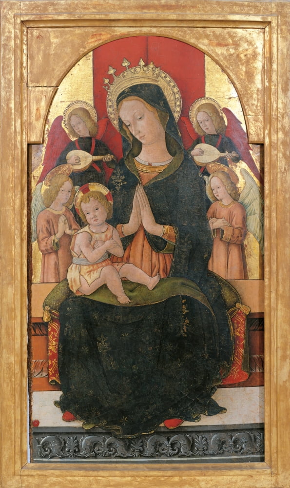Madonna And Child Enthroned With Four Angels Canvas Art - (18 x 24)
