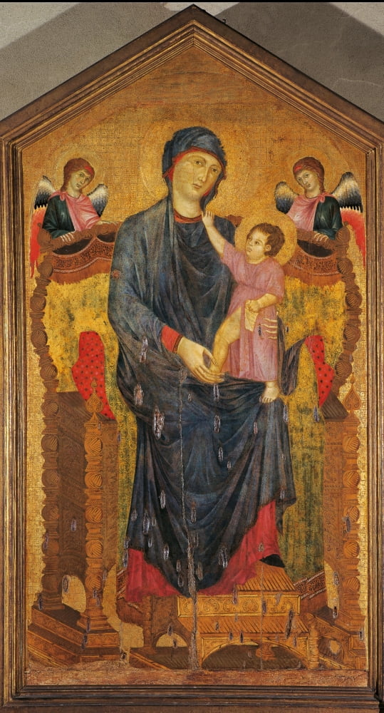 Madonna And Child Enthroned With Two Angels Canvas Art - (24 x 36)