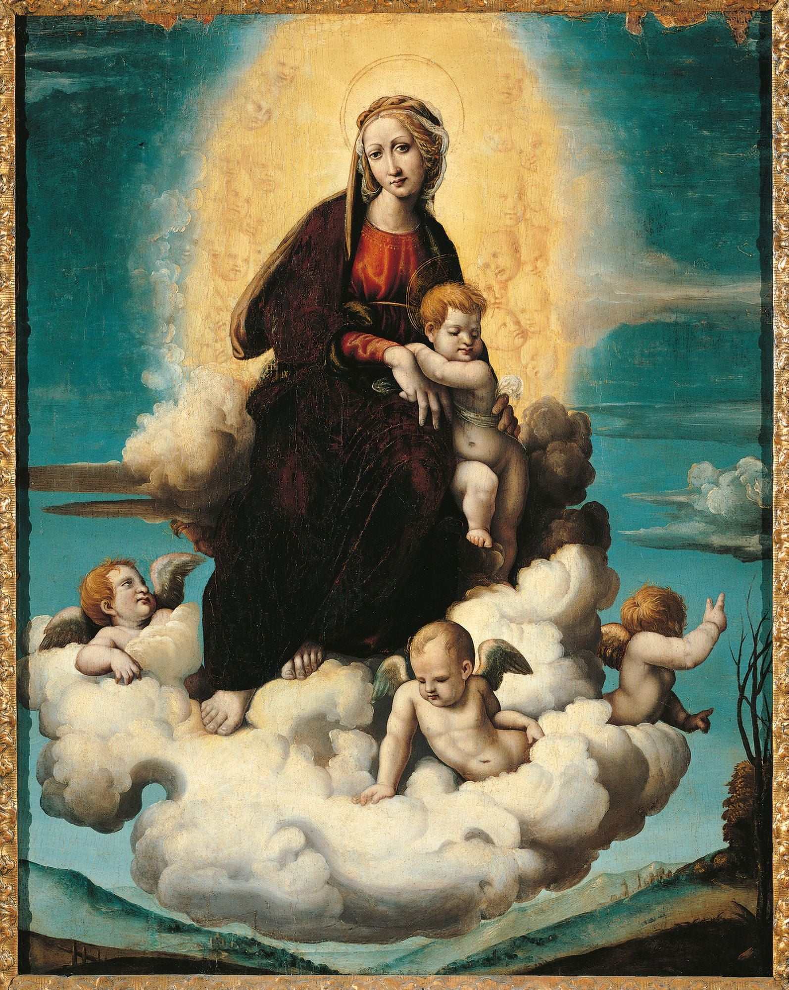 Madonna And Child With Angels Canvas Art - (24 x 36)