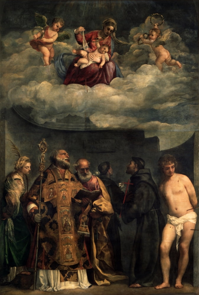 Madonna And Child With Saints Sebastian Canvas Art -  (24 x 36)