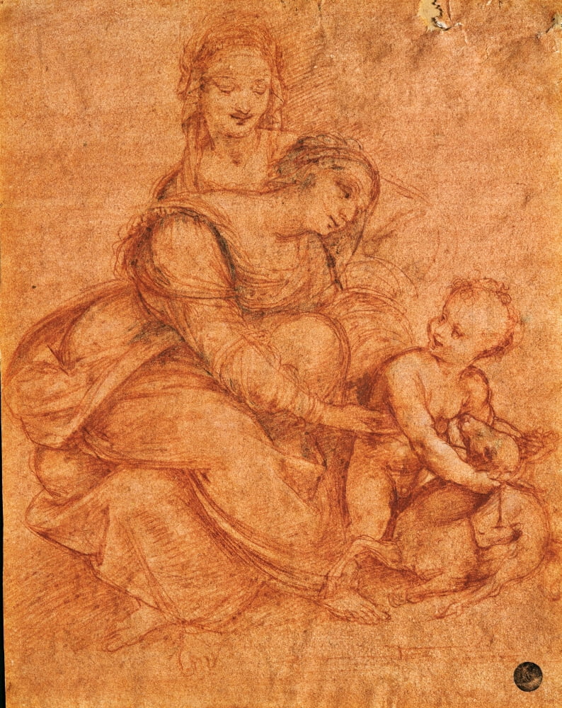 Madonna And Child With St Anne Canvas Art - (24 x 36)