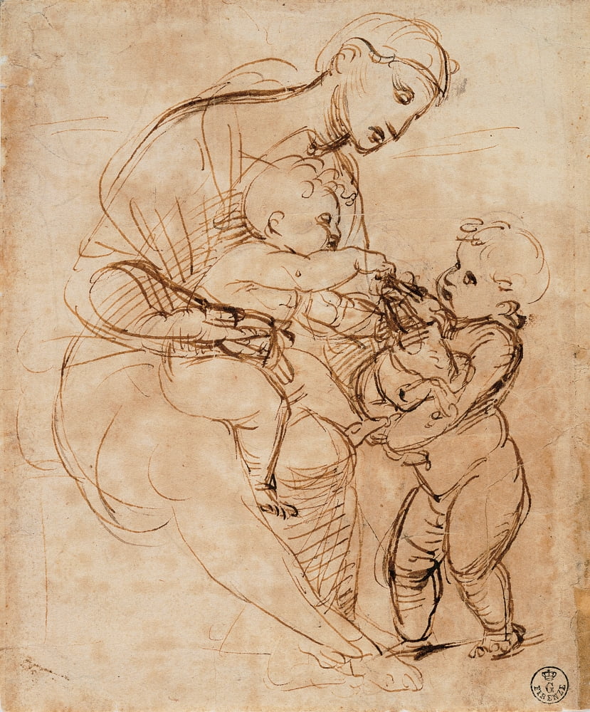Madonna And Child With St John Canvas Art - (24 x 36)