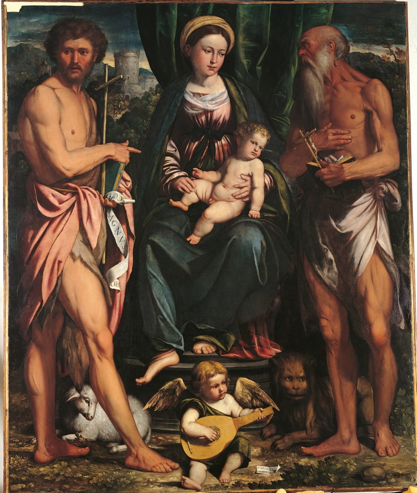 Madonna And Child With St John The Baptist And St Hieronymus Canvas Art - (18 x 24)