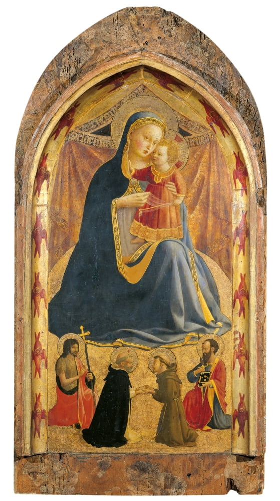 Madonna And Child With Sts John The Baptist Canvas Art - (18 x 24)