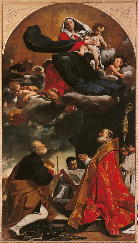 Madonna And Child With Sts Petronius And Eligius Canvas Art - (18 x 24)