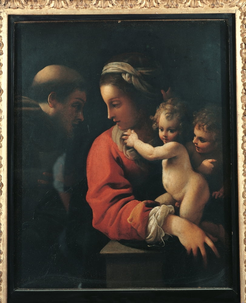 Madonna And The Child With St Francis And St John The Baptist As A Child Canvas Art - (18 x 24)