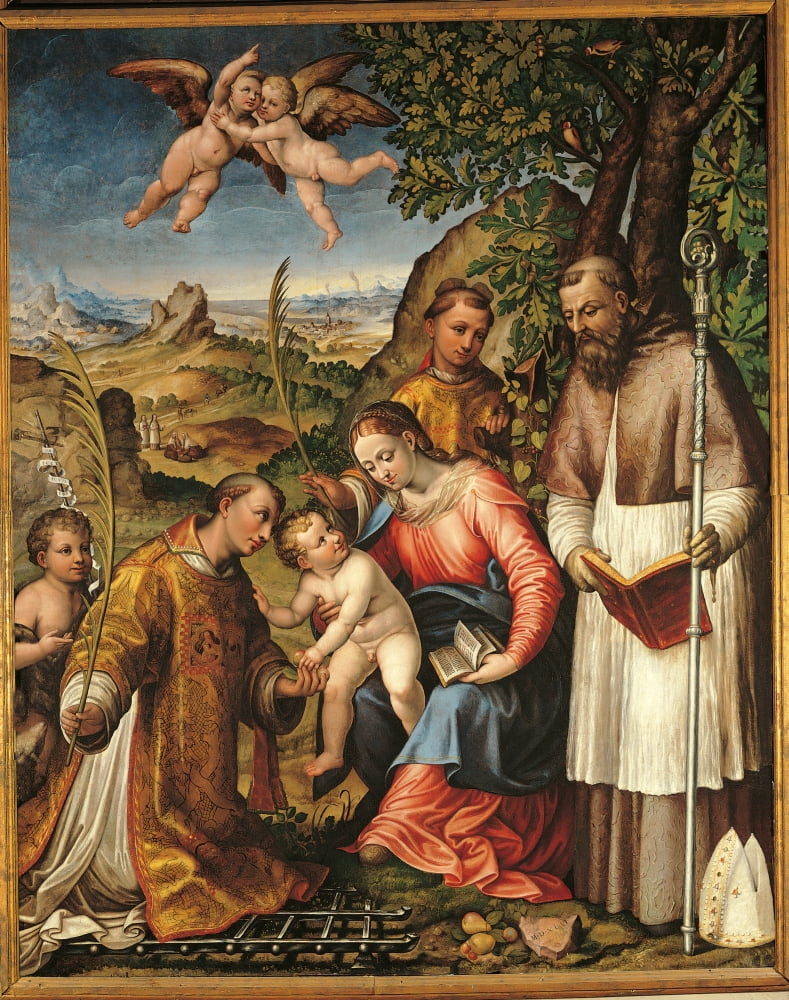 Madonna And The Child With St Lawrence Canvas Art - (24 x 36)