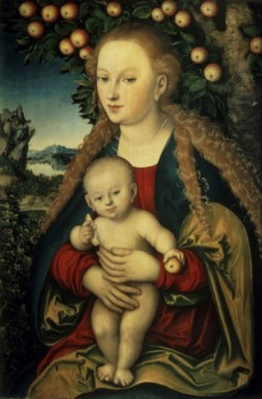 Madonna under the Apple Tree (Madonna unter dem Apfelbaum) c 1525 Lucas Cranach the elder (1472-1553German) Hermitage Museum St Petersburg Canvas Art - Lucas Cranach (18 x 24)