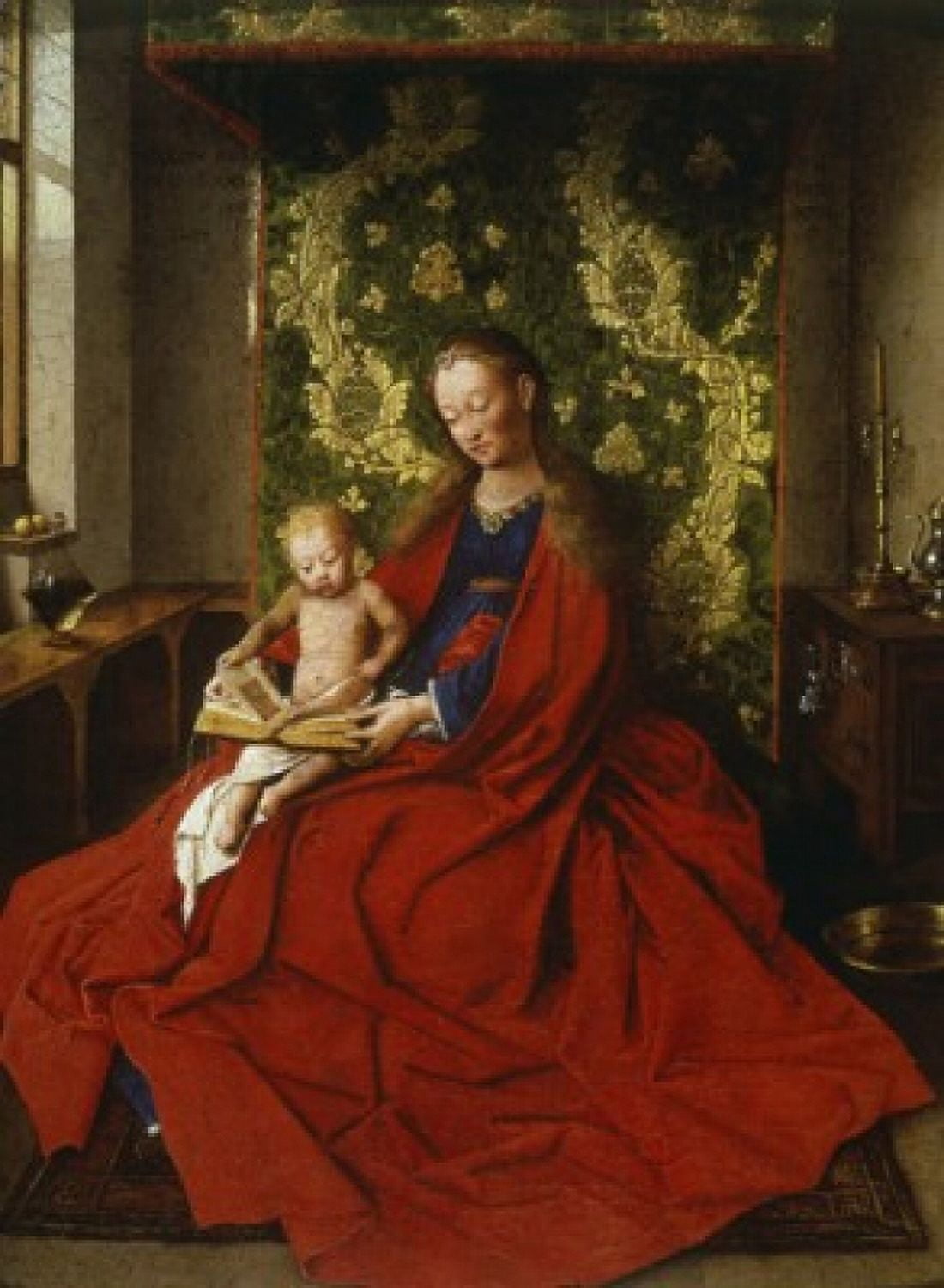Madonna & Child 1433 Jan van Eyck (After)  (1390-1441 Flemish) Oil on wood National Gallery of Victoria Melbourne Australia Canvas Art - Jan van Eyck (18 x 24)