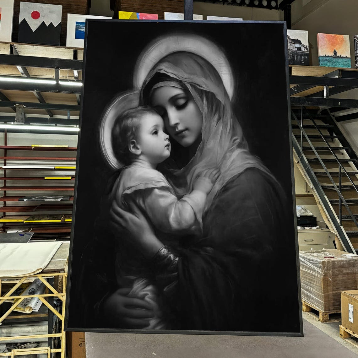 Madonna And Child Canvas Wall Art, Religious Icon Painting, Virgin Mary ...