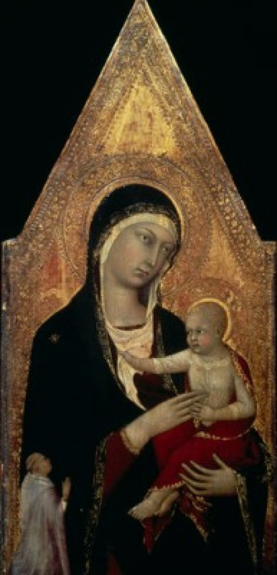 Madonna and Child with Donor by Lippo Memmi tempera on wood Circa 1335 (active 1317-1347) USA Washington DC National Gallery of Art Canvas Art - Lippo Memmi (24 x 36)