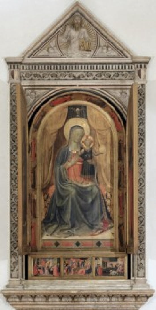 Madonna and Child from the Tabernacle of the Linaivoli by Lorenzo Ghiberti and Fra Angelico 15th Century Italy Florence Museo di San Marco Canvas Art - Lorenzo Ghiberti and Fra Angelico (18 x 24)