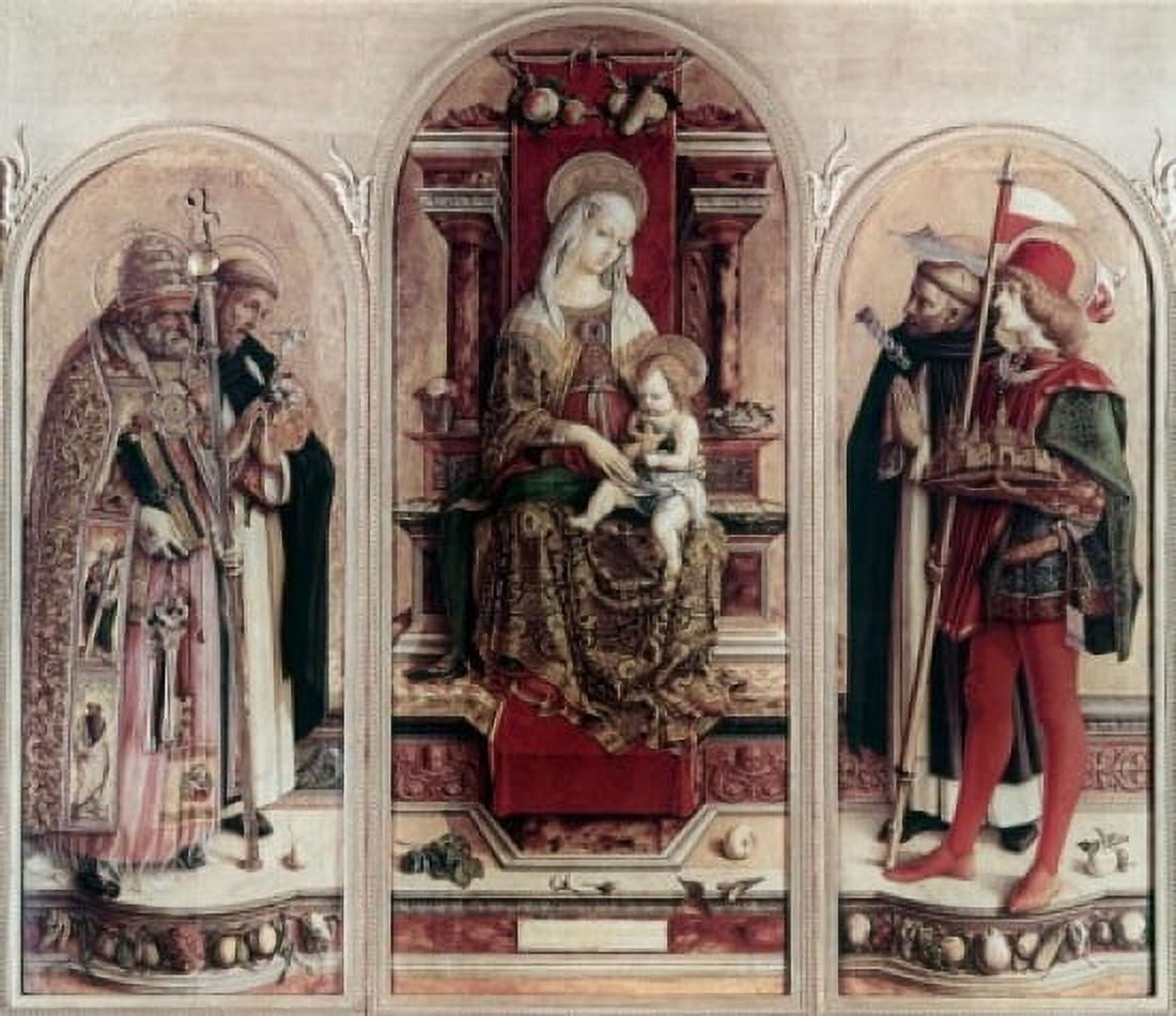 Madonna & Child With Saints Crivelli Carlo(ca1430-1495 Italian) Canvas Art - Carlo Crivelli (18 x 24)