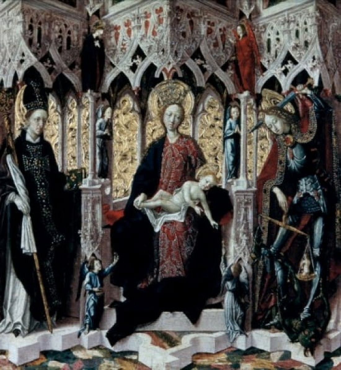 Madonna & Child by Michael Pacher wood (ca1435-1498) Canvas Art - Michael Pacher (24 x 36)