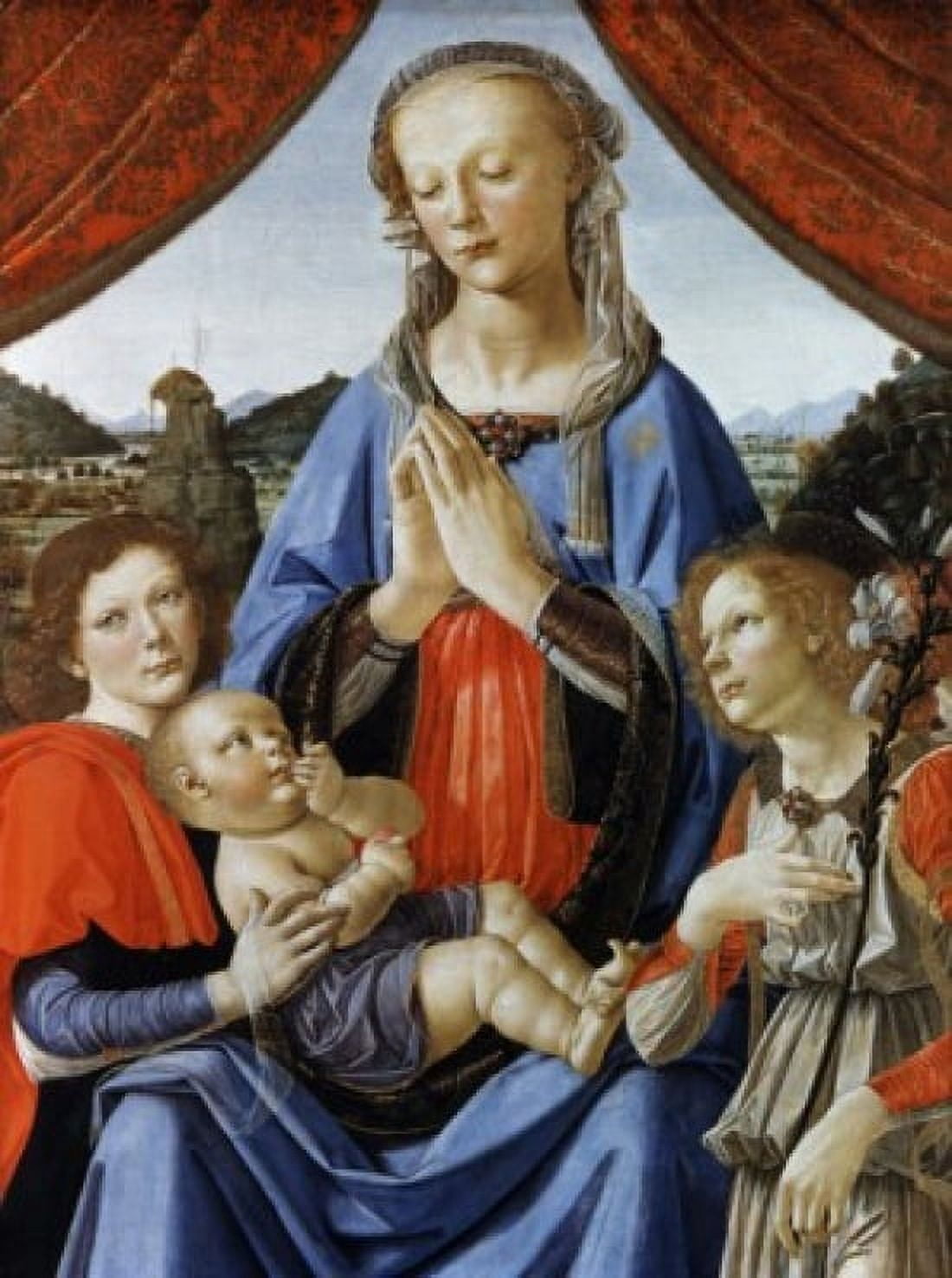 Madonna & Child with Saints Andrea del Verrocchio (1435-1488 Italian) Canvas Art - Andrea del Verrocchio (18 x 24)