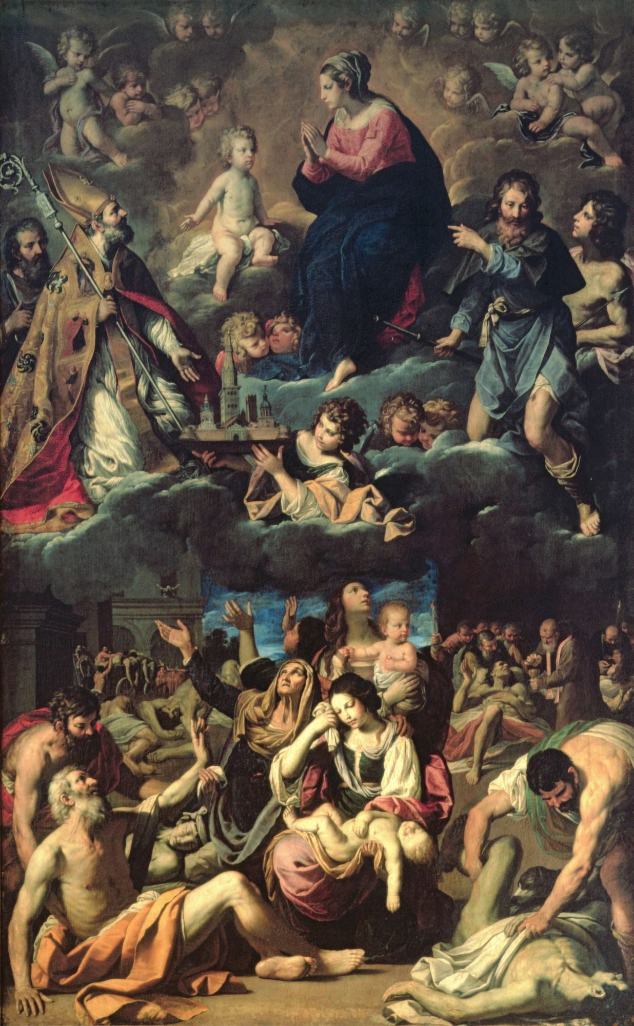 Madonna Della Ghiara Adored By St Omobono Canvas Art - (24 x 36)