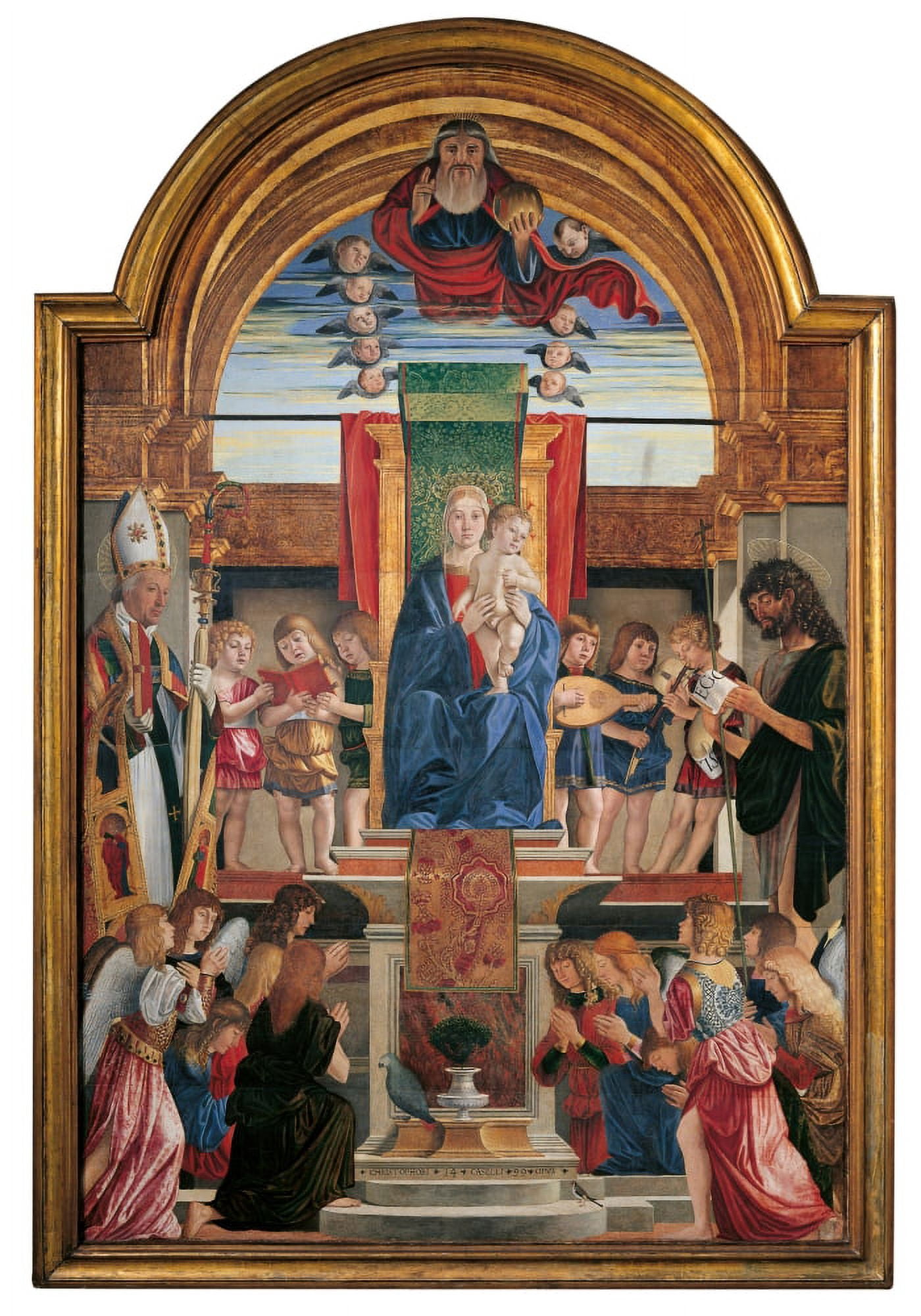 Madonna Enthroned And Child With Sts Hilarius And John The Baptist Canvas Art - (24 x 36)