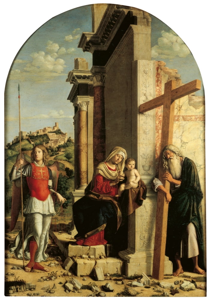 Madonna Enthroned And Child With Sts Michael The Archangel And Andrew Canvas Art - (24 x 36)