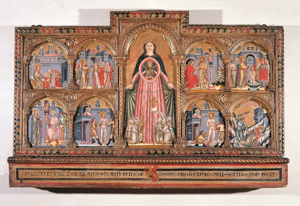 Madonna Of Mercy And Eight Scenes From The Life Of St Bartholomew Canvas Art - (24 x 18)