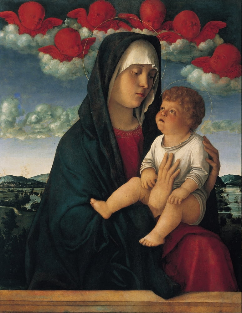 Madonna Of The Red Cherubs Canvas Art - (24 x 36)