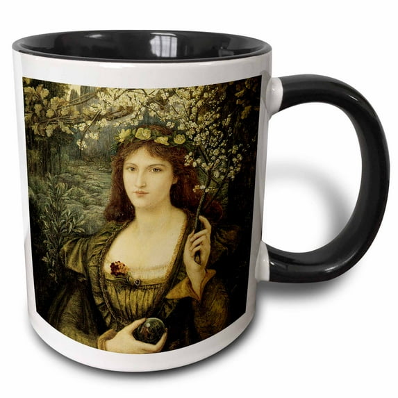 3drose, Madonna Pietra Degli Serovigni by Marie Spartali Stillman, 15oz Two-tone Black Mug