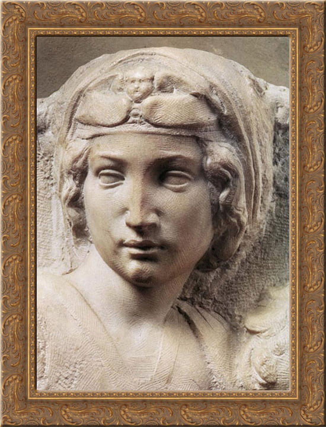 Madonna (Tondo Pitti) [detail 1] 19x24 Gold Ornate Wood Framed Canvas