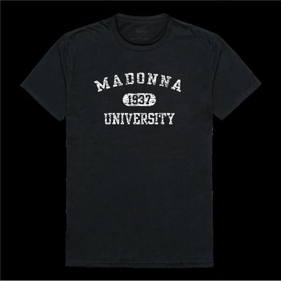 Madonna University Crusaders Distressed Arch College T-Shirt, Black - Small