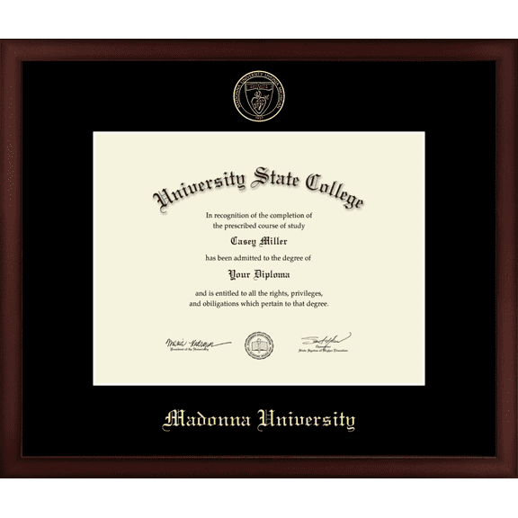 Madonna University Diploma Frame, Document Size 13" x 10"