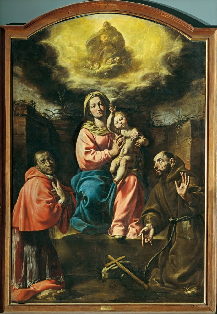 Madonna With Child And Saints Chales And Francis Canvas Art - (18 x 24)