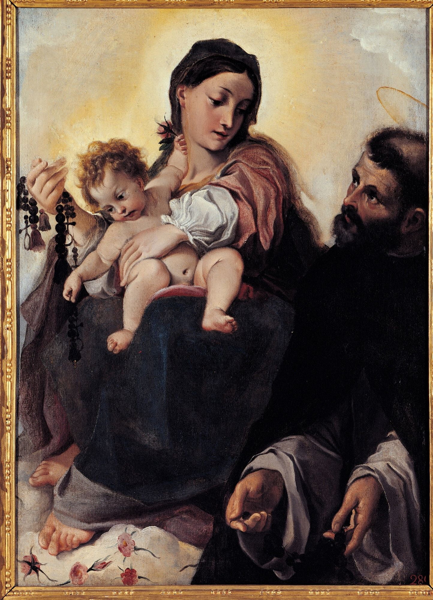 Madonna With Child And St Dominic (Madonna Of Rosary) Canvas Art - (18 x 24)
